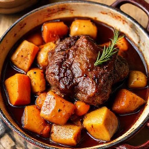 Veal Shanks with Red Wine and Root Vegetables