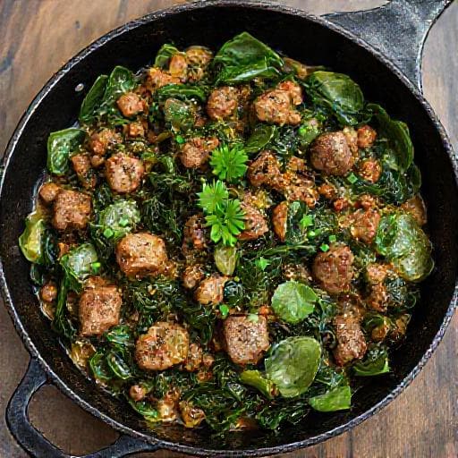 Quick Lamb and Spinach Skillet
