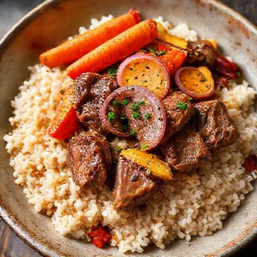 Lamb and Rice with Roasted Vegetables