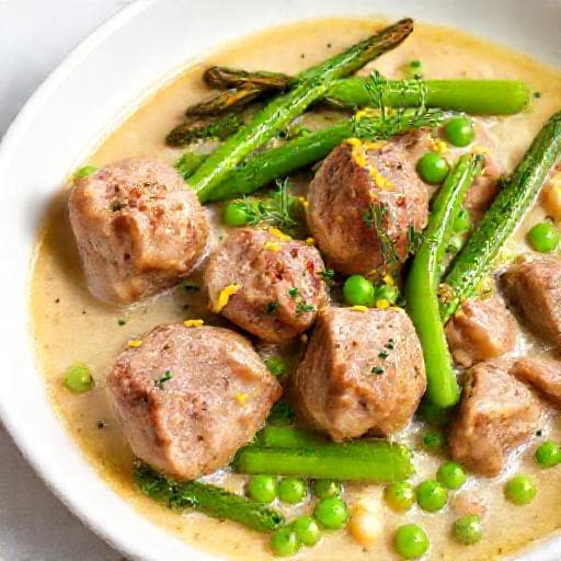 Lamb Fricassee with Spring Vegetables and Lemon