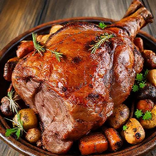Traditional Roasted Lamb Leg (Печено агнешко бутче)