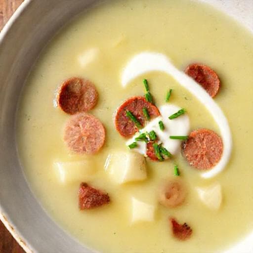 Karalábéleves kolbásszal és tejfölhabbal