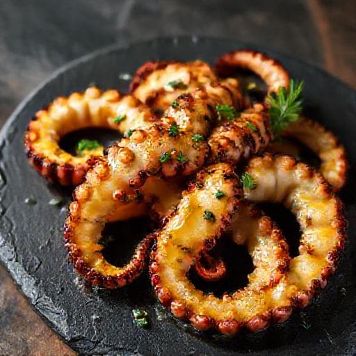 Gyors grillezett polip fokhagymás vajjal