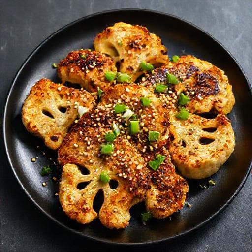 Fűszeres sült karfiolszelet ázsiai módra