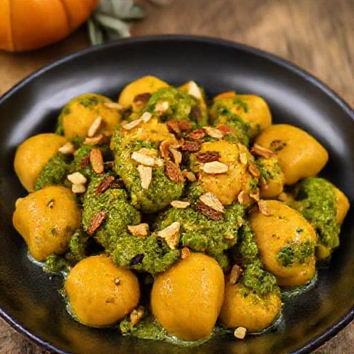 Sütőtökös Gnocchi Salvia Pestóval és Pirított Magokkal