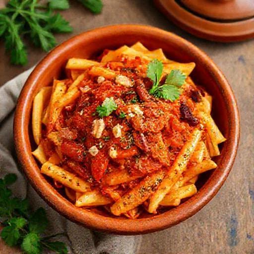 Penne Arrabbiata 'Amatriciana' csavarral