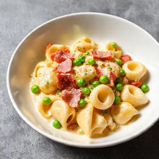 Tejszínes Tortellini Prosciutto és Zöldborsóval