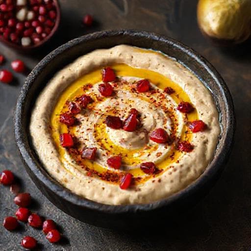 Baba Ganoush füstölt paprikával és gránátalmával