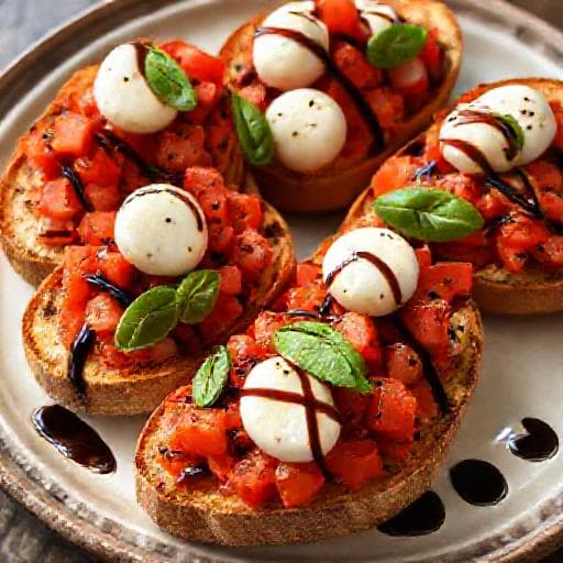 Paradicsomos Bruschetta Mozzarellával és Balzsamecettel