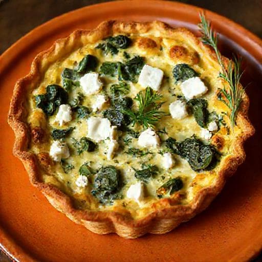 Spenótos-Fetás Quiche Görögös Csavarral