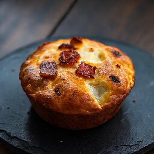 Füstölt sajtos és baconos sós muffin