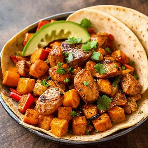 Csirkés Fajita Édesburgonyával és Avokádóval
