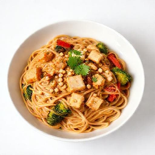 Szezám-Mogyoró Vajas Lo Mein Tofuval