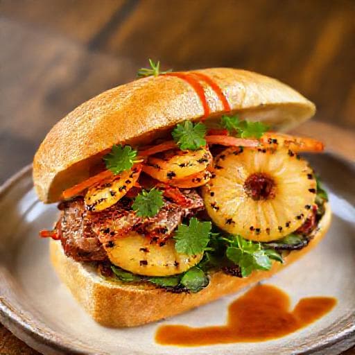 Sertéshúsos Bánh Mì Grillezett Ananásszal