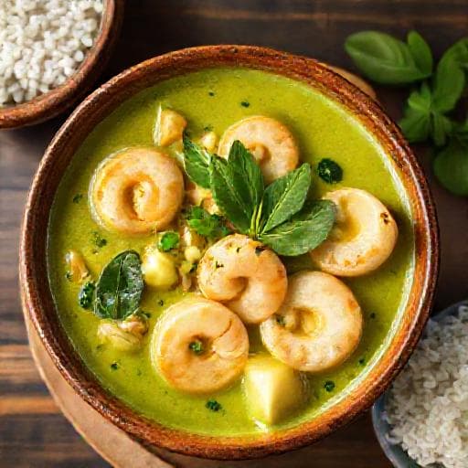 Thai Zöld Curry Garnélával és Ananásszal