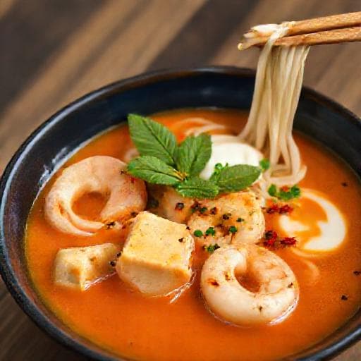 Kókuszos garnélás laksa krémes tofuval