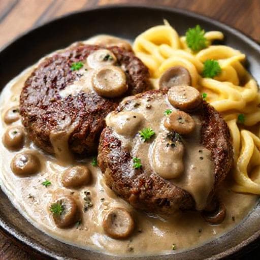 Salisbury Steak Gombás Tejszínes Mártással