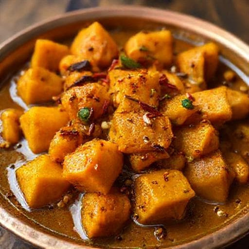 कद्दू की खट्टी मीठी सब्जी (अचारी ट्विस्ट)