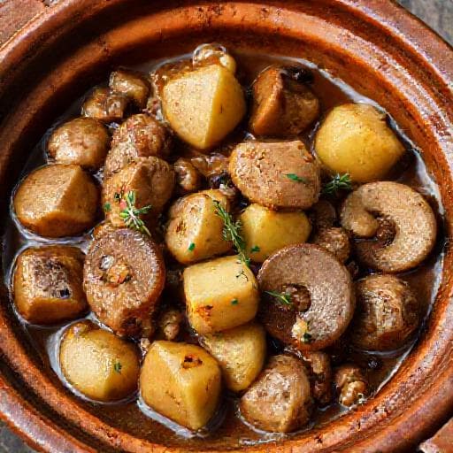 Свинско с картофи и гъби по селски