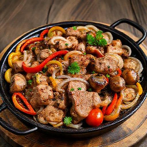 Класически сач със свинско и зеленчуци