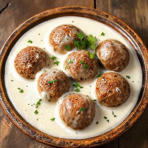 Класически кюфтета с бял сос