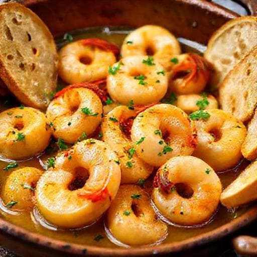Класически скариди с чесън и масло
