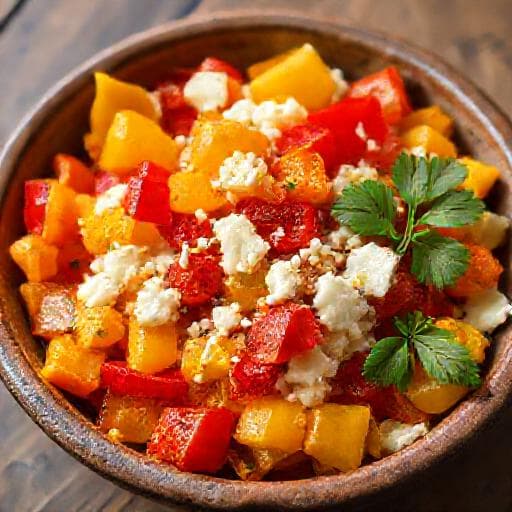 Класическа салата от печени чушки и сирене
