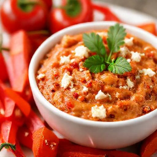 Бърза разядка с печени чушки и сирене