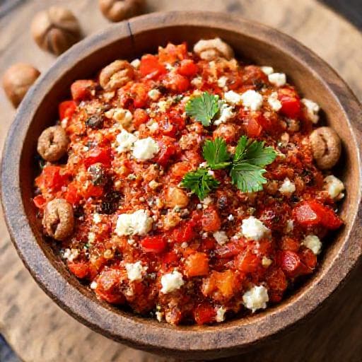 Разядка с печени чушки, сирене и орехи