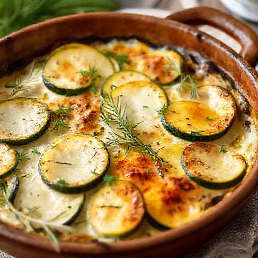 Мусака от тиквички с извара и копър