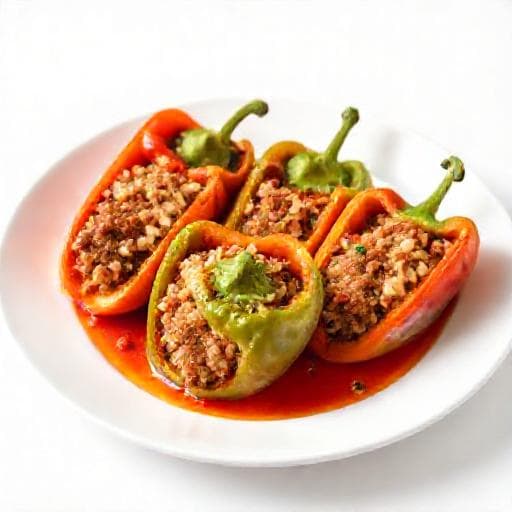 Бързи пълнени чушки с кайма и ориз