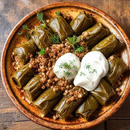 Класически лозови сарми с кайма и ориз