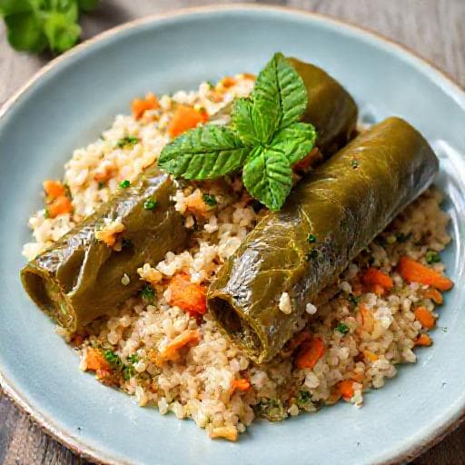 Лозови сарми с ориз и зеленчуци (вегетариански вариант)