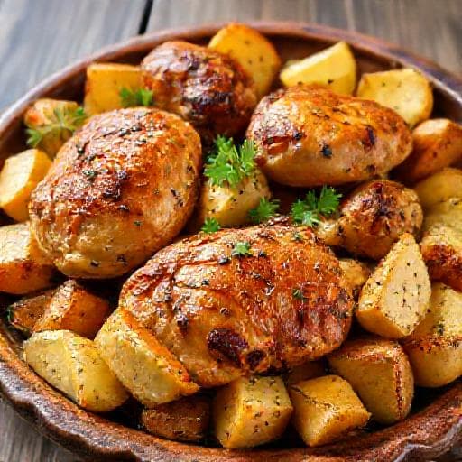 Класическо пиле с картофи на фурна