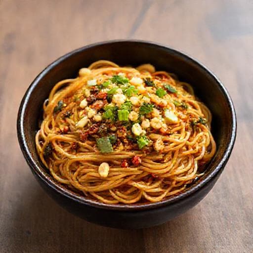 川渝风味麻辣乾拌麵(加入花生碎和榨菜)