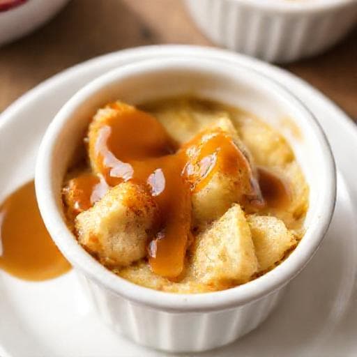 Pudin de Pan Rápido con Caramelo de Microondas