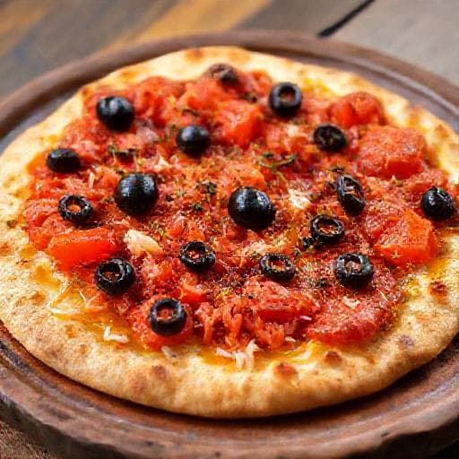 Coca de Tomate con Anchoas y Aceitunas