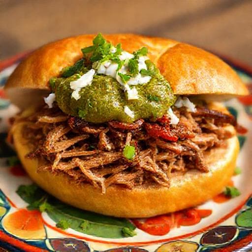 Pambazo de Carnitas con Salsa Verde