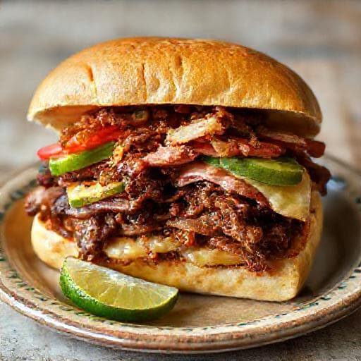 Torta Cubana con Carnitas y Chorizo