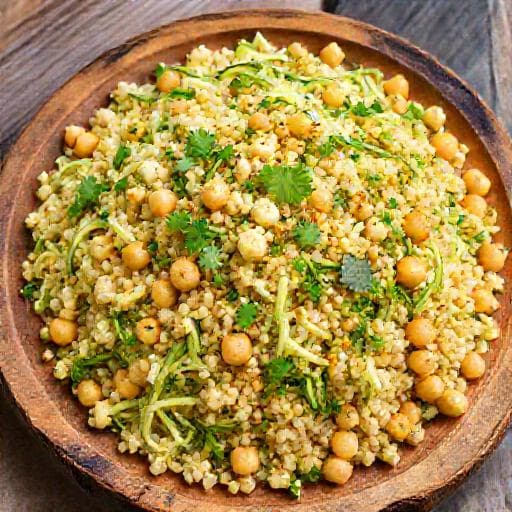 Ensalada Rápida de Calabacín y Cuscús con Garbanzos