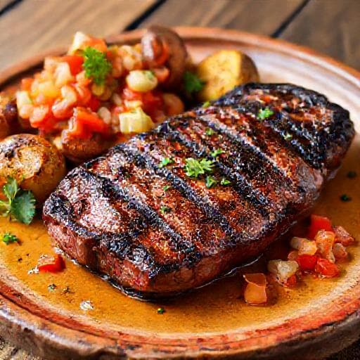 Bife de Chorizo a la Criolla con Papas Rústicas