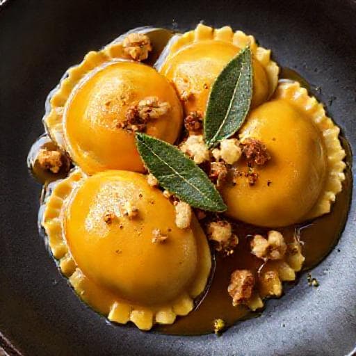Ravioles de Ricota y Calabaza con Salsa de Salvia y Nueces