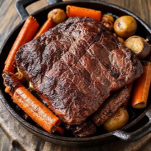 Asado con Cuero y Vegetales de Raíz