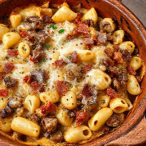Conchitas Gratinadas con Champiñones y Tocino