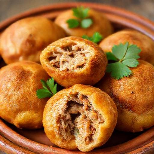 Carimañolas Rellenas de Pollo y Hogao