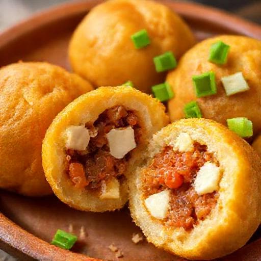 Papas Rellenas con Hogao y Queso