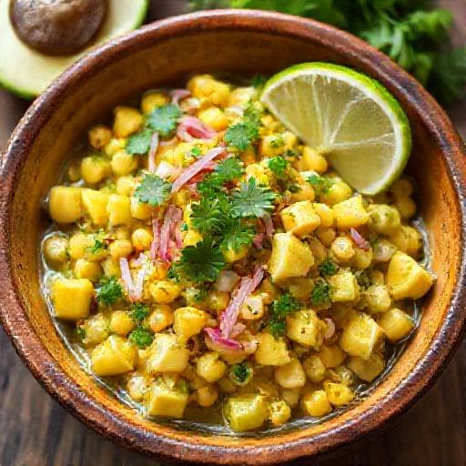 Ceviche de Chochos con Aguacate y Maíz