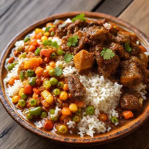 Arroz con Menestra y Carne Tradicional