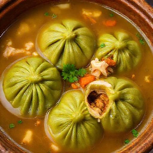 Caldo de Bolas de Verde con Chicharrón