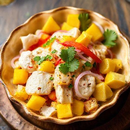 Ceviche de Corvina con Mango y Ají Dulce